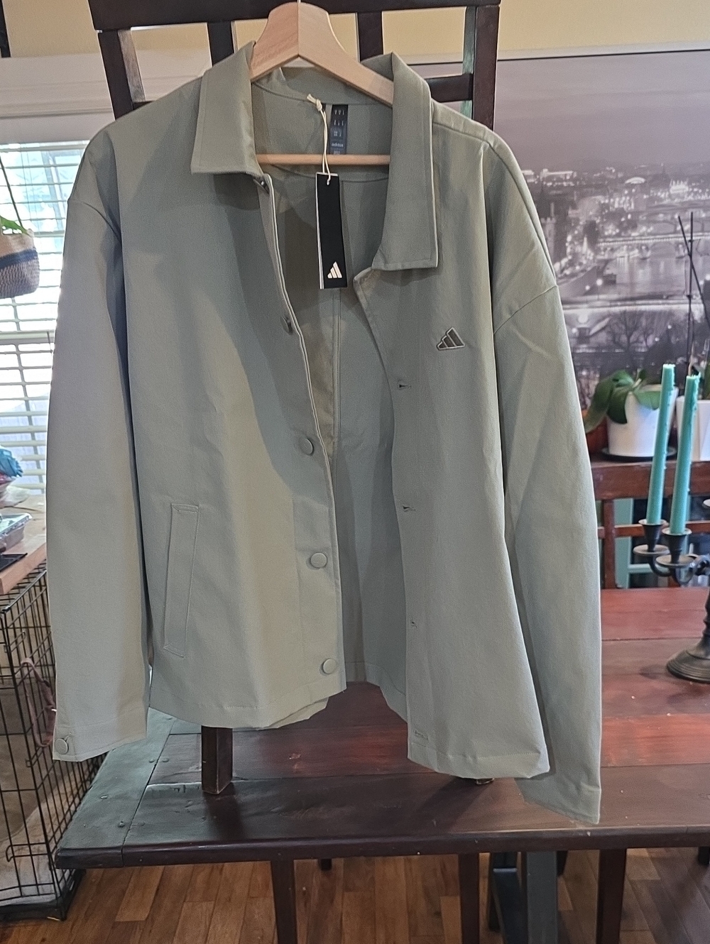 adidas Olive Green Lightweight Coach Jacket